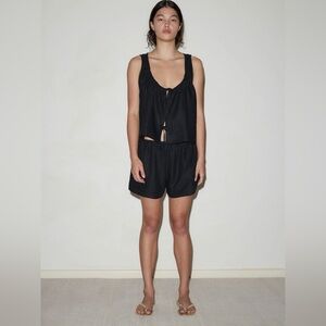 Deiji Studios Black Open Linen Short Set S/M